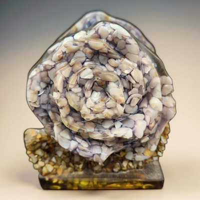 Lucite & Mother Of Pearl Rose Napkin Letter Holder By Tennessee Shell Co