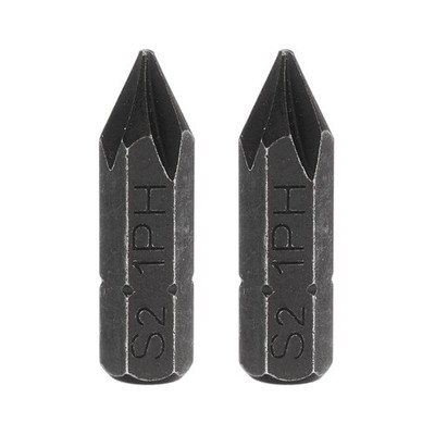 2pcs PH1 Magnetic Phillips Screwdriver Bit 5/16'' Hex Shank 32mm Length S2, Black