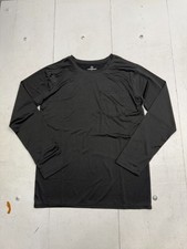 Real Essentials Solid Black Athletic Long Sleeve Shirt Mens Size Small