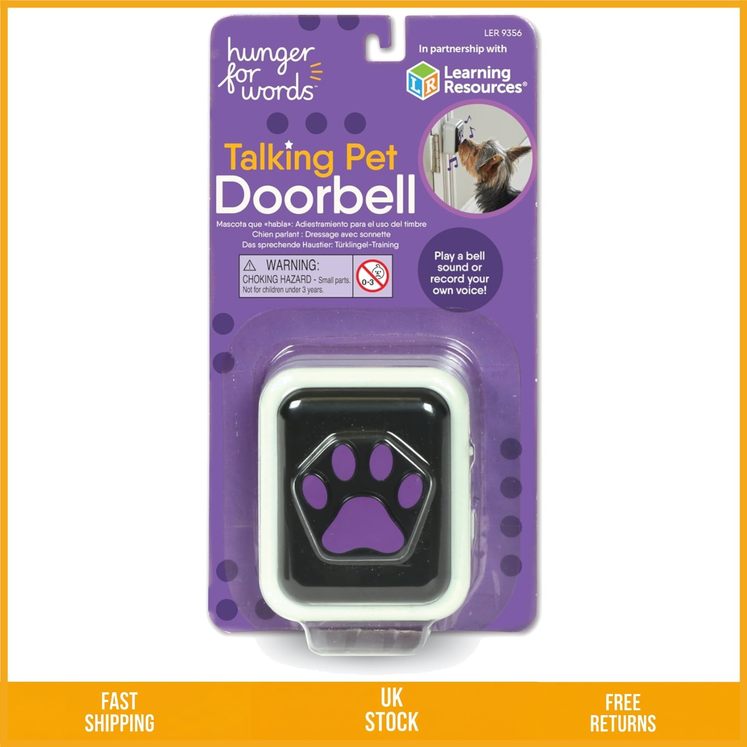 Smart Talking Pet Doorbell Recordable Dog Training Communication Button 1pc