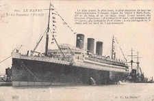 SS PARIS AT HARBOR DOCK, C. G. T. SHIP LINE ~ used 1925