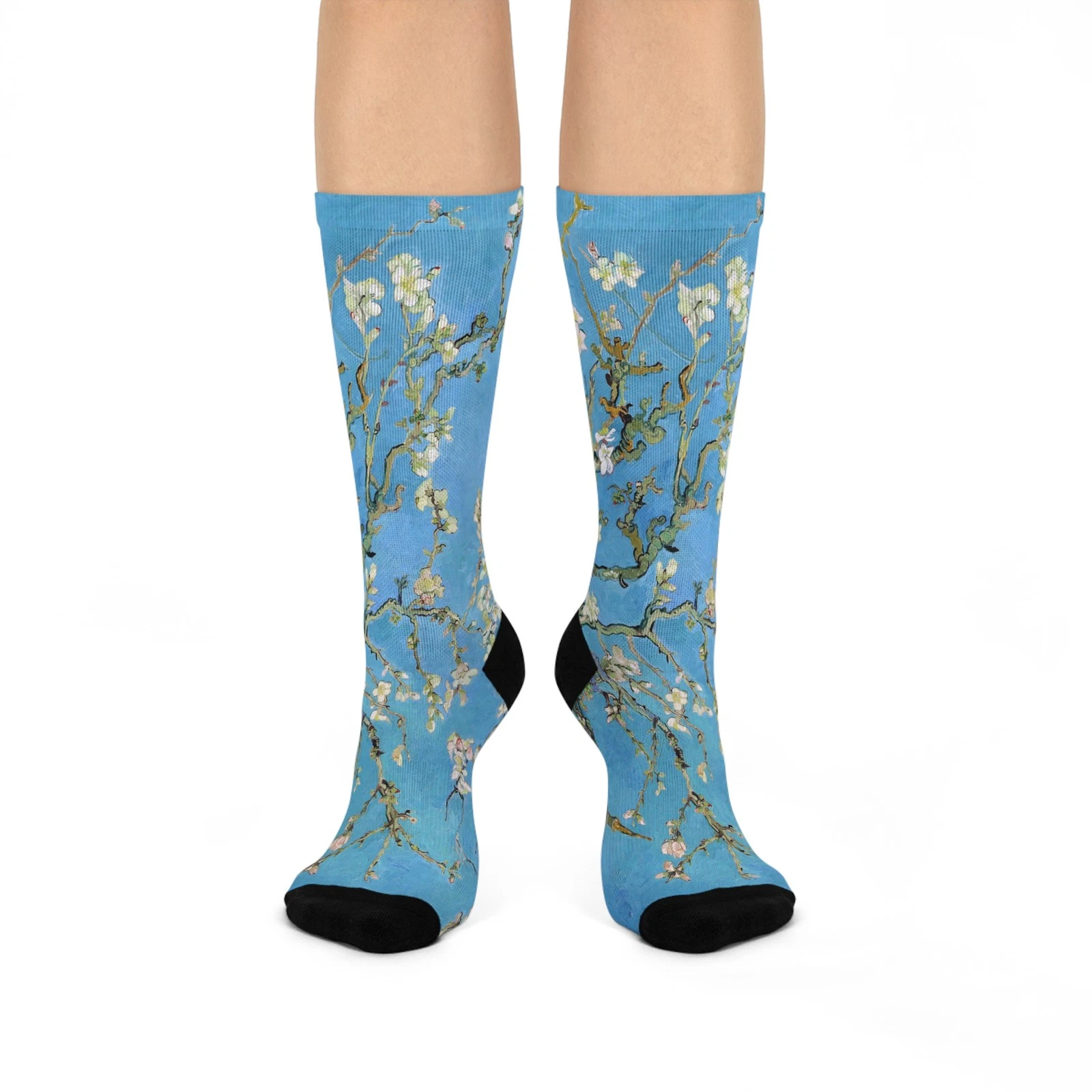Almond Blossoms by Van Gogh inspired Cushioned Crew Socks