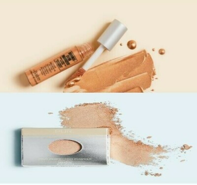 The Balm Lot Bonnie Dew-Manizer Liquid & Pur Afterglow Powder Highlighter Travel