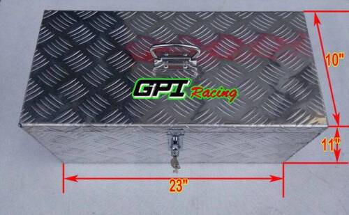 23"X11"X10" ALUMINUM PICKUP TRUCK TRUNK BED TOOL BOX TRAILER STORAGE SILVER+LOCK - Picture 1 of 7