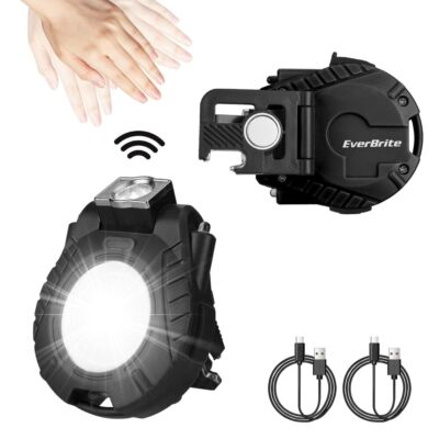 EverBrite 2 Pack Magnetic COB Keychain Work Light Rechargeable Flashlight 6 Mode