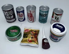 Lot 9 Mini Brands Retro Skippy Turtle Wax Haribo Revlon V8 Fresca Diet Coke +