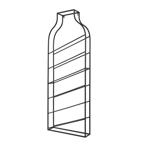 1Piece Black Metal Minimalistic Bottle Shaped 6 Bottle Wall Wine Rack