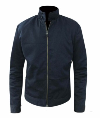 Mens echt lederen Harrington jas klassieke Zip vak stijl James, BRON, XL