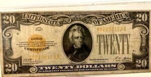  1928 $20 Twenty Dollars GOLD CERTIFICATE CURRENCY NOTE GOOD SHAPE Collection