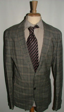 NEW WOT HUGO BOSS BLAZER SIZE 44 L WOOL ELASTHAN BLACK GRAY PLAIDS 305