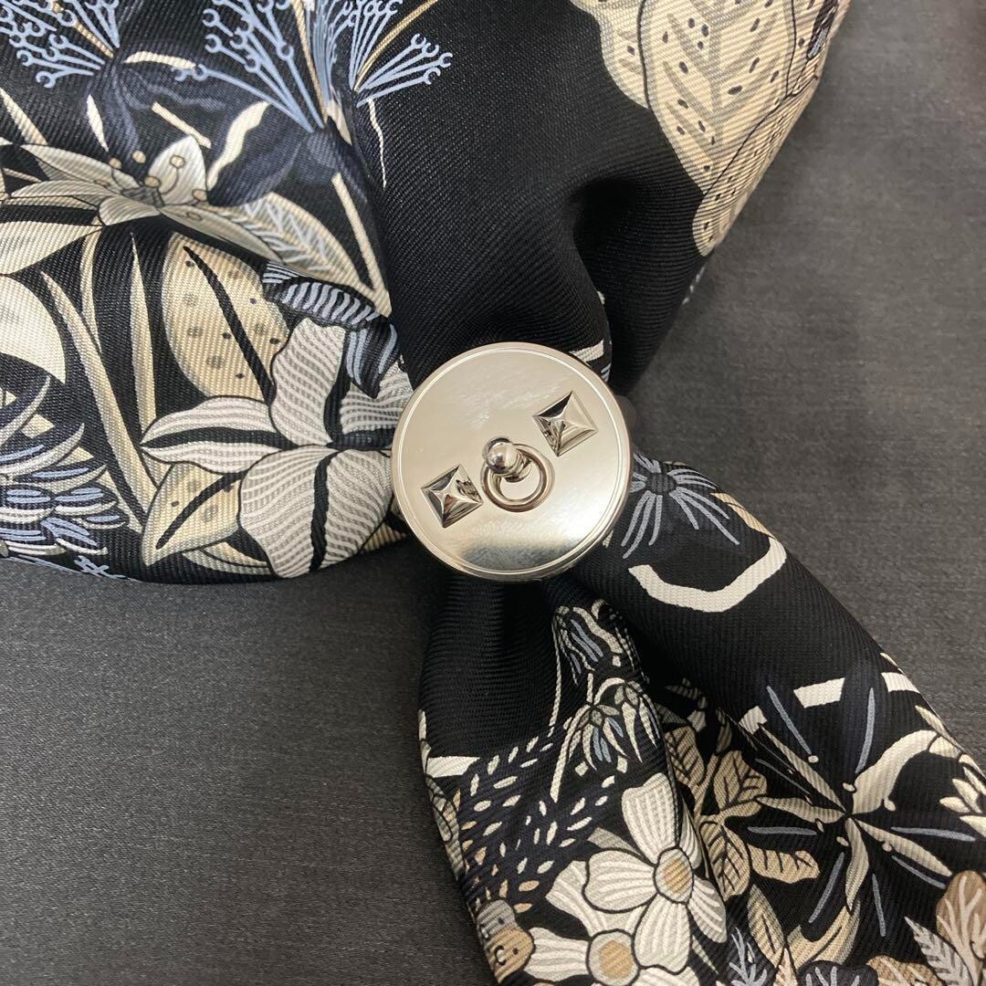 Hermes Scarf Ring Medor Brass With Palladium Finish