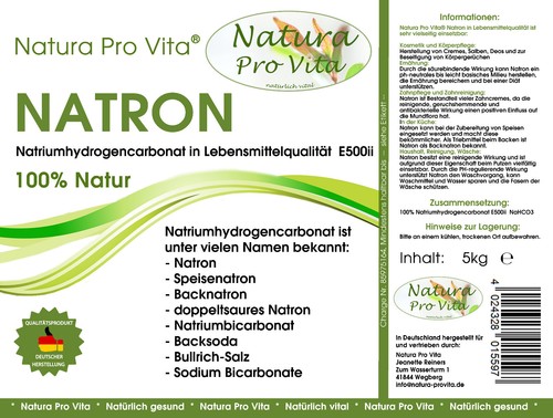 Natron Lebensmittelqualität Natura Pro Vita 100% reines Natronpulver 5kg Eimer - Bild 10 von 13