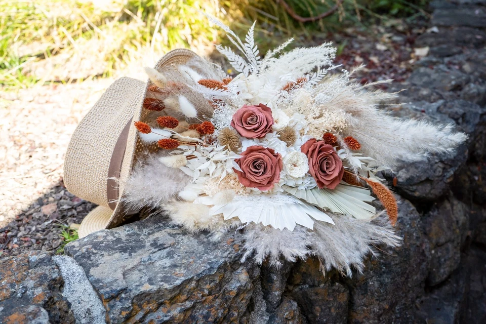 Ramo de novia Country Chic óxido/naranja quemado hierba pampeana/decoración del hogar/boda Foto 3 de 3