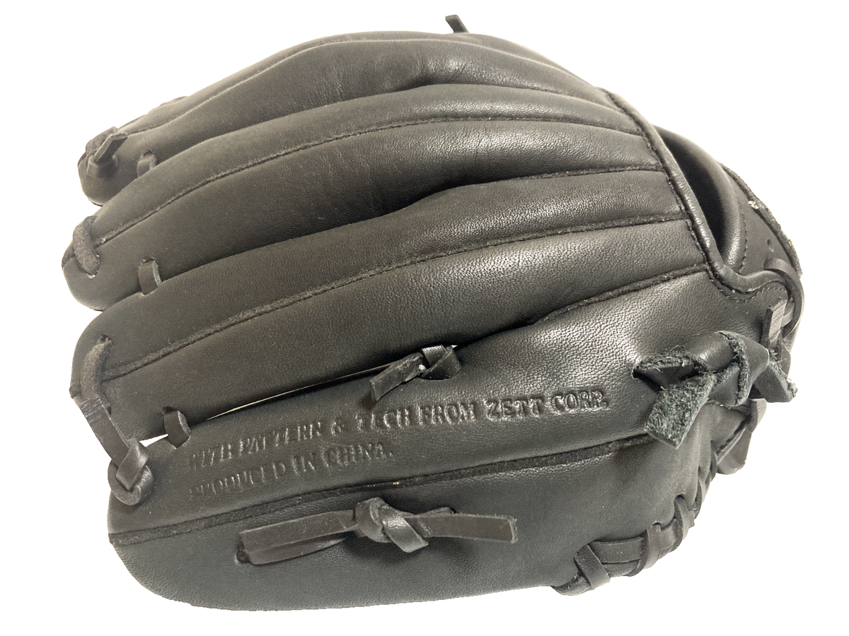ZETT Baseball Glove Leather Black For boys' softball All