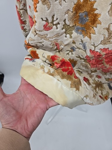 Vintage Teppich Gobelin Morgenmantel Mantel Shrug, schwere Retro Blumen Jacke One Size - Bild 23 von 24