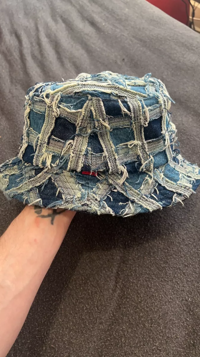 SUPREME Frayed Patchwork Blue Denim Crusher Hat Size S/M | eBay