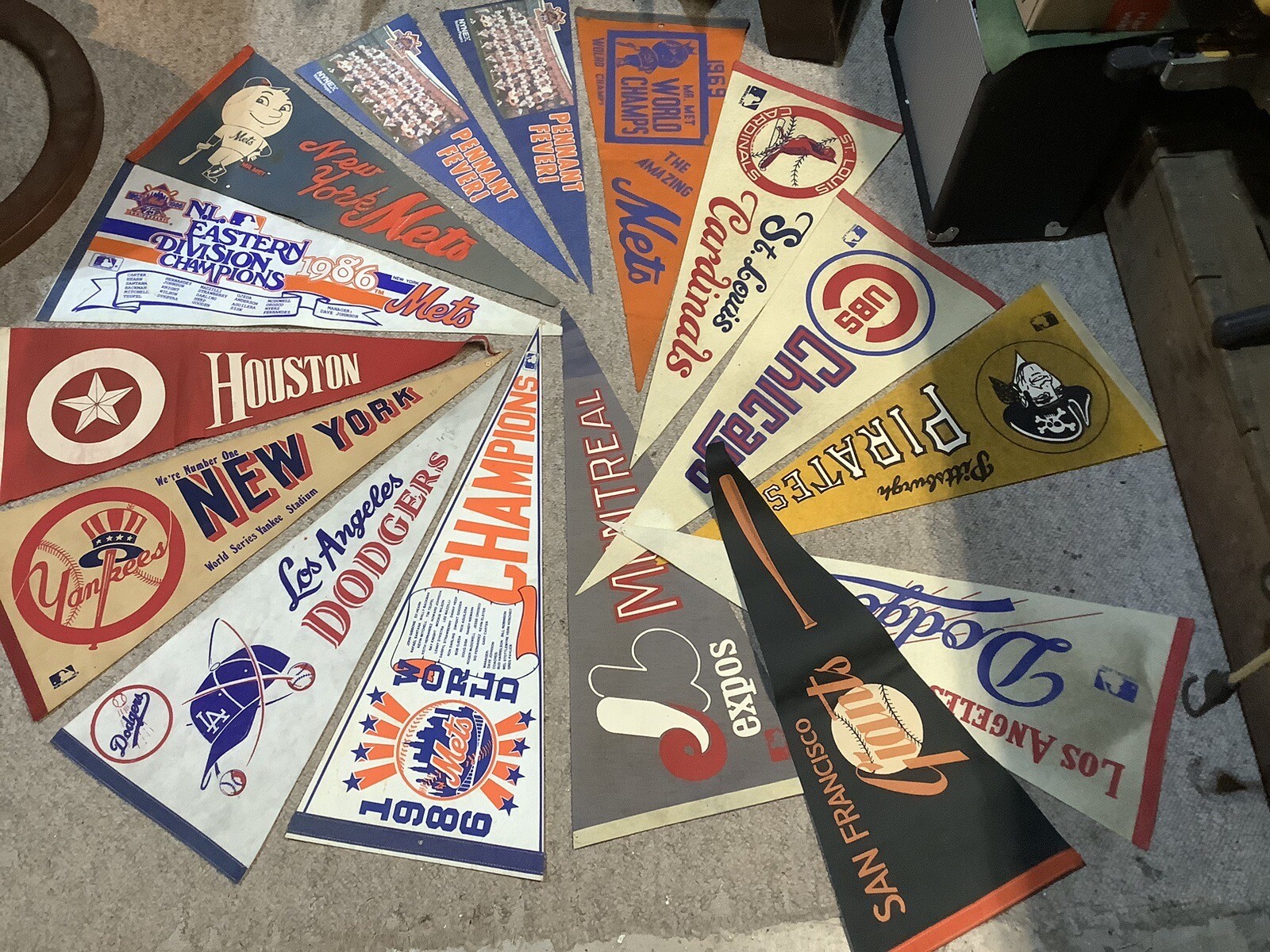 15 Vintage Baseball Pennants Mets Cardinals Dodgers Pirates