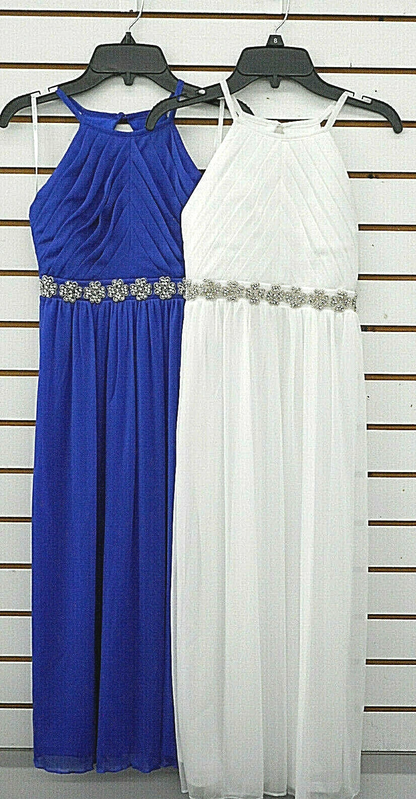 Girls My Michelle White OR Blue Sleeveless Formal Dress Sizes 8 - 16