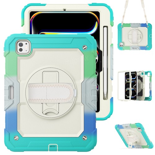 Für iPad 5/6/7/8/9/10 Gen Air 4 5 6 Pro 11 13 Hybrid Outdoor Tasche Gurt Hülle - Bild 191 von 225
