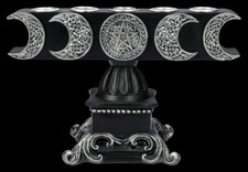 Kerzenhalter 5-fach - Dreifach-Mond - Wicca Magische Deko Altar Kerzenständer
