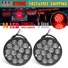 2pc 3inch Round Red 14 Led Truck Trailer Stop Turn Tail Brake Lights Waterproof 2pc 3inch Round Red 14 Led Truck Trailer Stop Turn Tail Brake Lights Waterproof