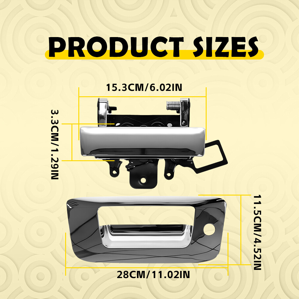 Tailgate Handle Kit Tail Gate Bezel Chrome For 07-13 Chevy Silverado GMC Sierra