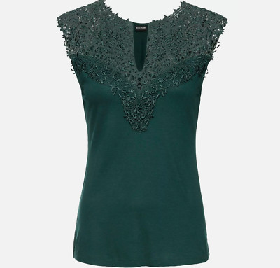 Damen Sommer Top grün Bluse  Shirt Tunika Spitze 40 42 44 46 48 54  neu 553