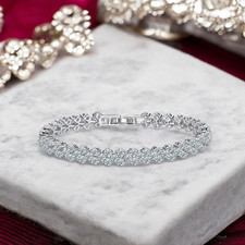 Tennis Bracelet Bangle with Cubic Zirconia Infinity Gold Rhodium Plated Gifts UK