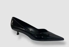 Stuart Weitzman Women's Black Eva Kitten Heel Patent Leather Pumps Shoes Sz 10