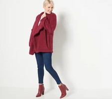 Jockey Open Front Sherpa Cardigan Cranberry Red Size S/M