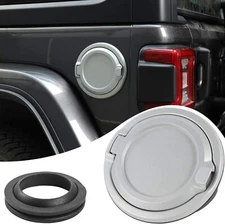 Silver Door Filler Gas Cap Cover Fuel Tank for 2018+ Jeep Wrangler JL JLU Metal