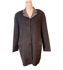 Kasper Wool Cashmere Blend Coat Womens Medium Gray Vented Read Desc