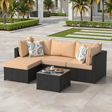 Patio Furniture Set  Outdoor Sectional Sofa w/  Coffee Tabl for Backyard, Garden