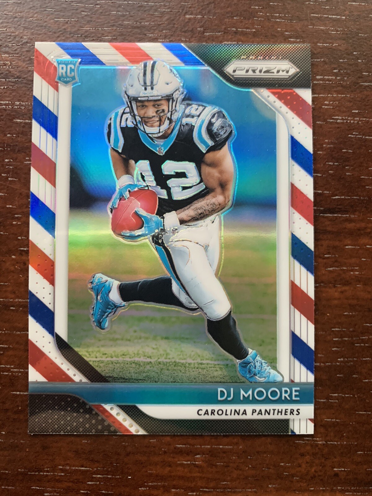 DJ MOORE 2018 Panini Prizm #207 Red White & Blue Prizms Rookie RC Panthers