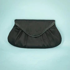 Lauren Merkin Black Satin Envelope Pink Lining Evening Party Clutch Bag Purse 