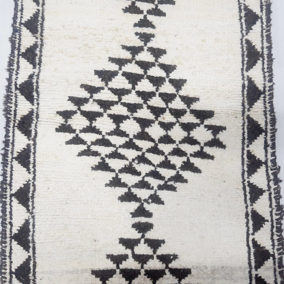 wool herki runner rug , geometric pattern , organic carpet, 2.8x11.2 Feet - Image 4 of 4