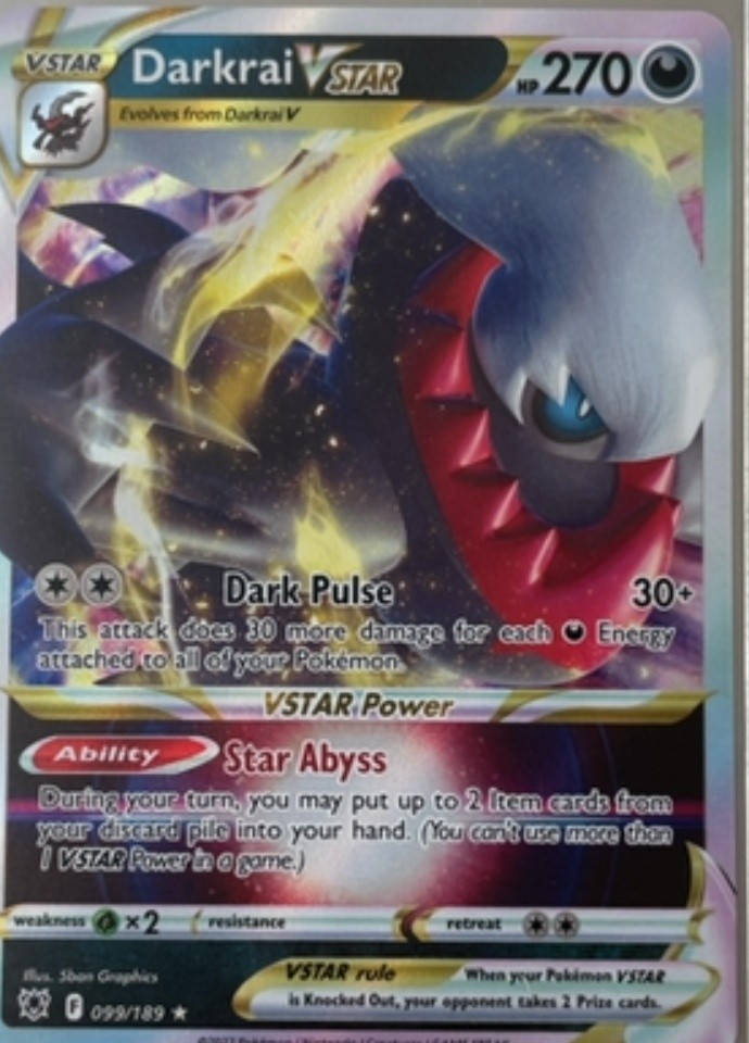 Darkrai VSTAR Rare Holo VSTAR Sword & Shield Astral Radiance 99/189