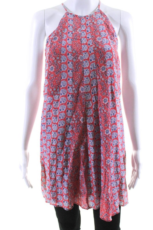 Rebecca Taylor Womens Chiffon Floral Print High Neck Tunic Camisole Pink Size 0