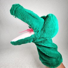 Aurora Vintage Alligator Hand Puppet 10" Plush Green Sleepy Eyes