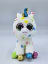 Ty Beanie Boos Harmonie Unicorn Plush 7” Rainbow Sparkle Glitter Eyes VelveTy