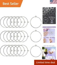 100PCS Silver Plated Wine Glass Charm Rings - Perfect for DIY Jewelry Making