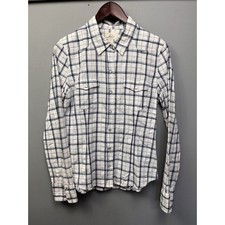 Levi's Plaid Pearl Snap Western Cotton Shirt Womens Medium Blue White Pockets