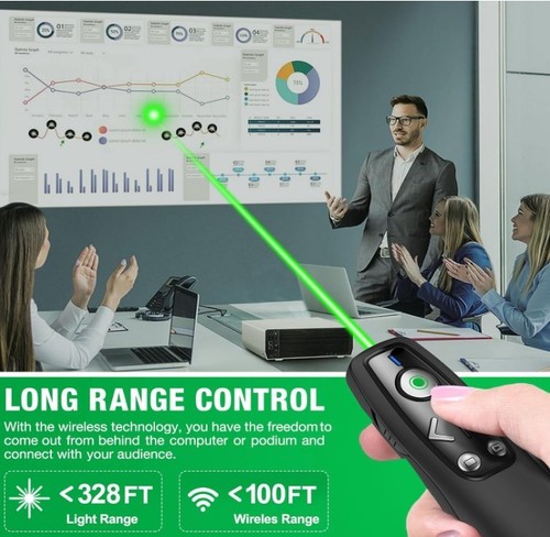 USB 2-in-1 Typ C Präsentation Clicker Wireless Presenter Fernbedienung mit grünem Licht - Bild 3 von 6