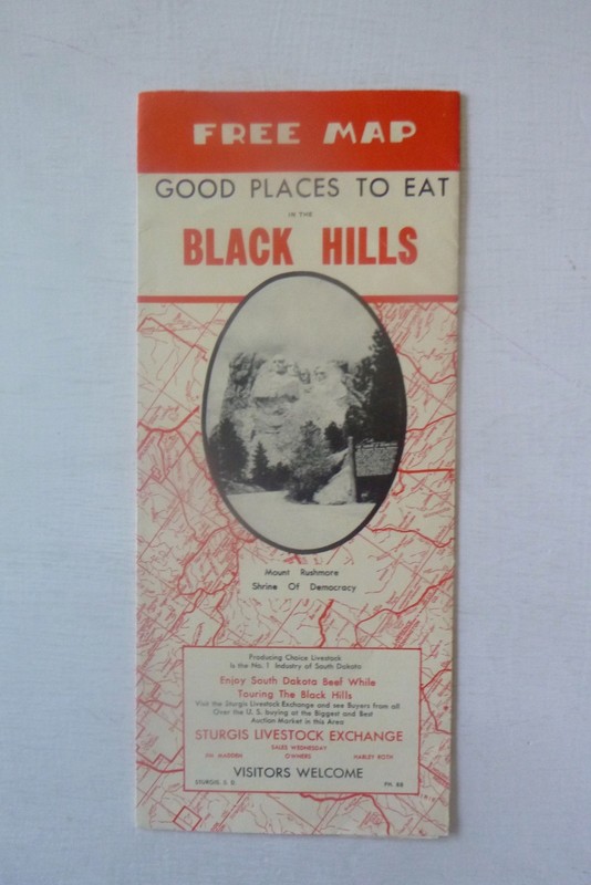 Vintage Good Places to Eat in the Black Hills Map (1956)