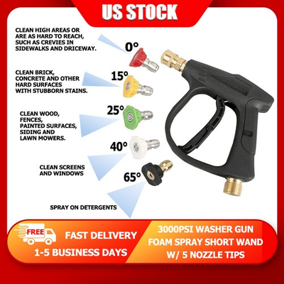 #ad 1 4quot; Quick Disconnect Fit High Pressure Gun Car Wash Foam Spray w 5 Nozzles US $10.99
