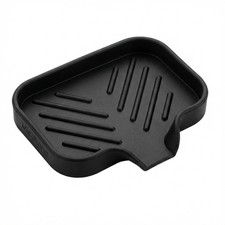 Silicone Soap Dish with Drain Spout SelfDraining Organizer Tray 4.9" 3.2" Black