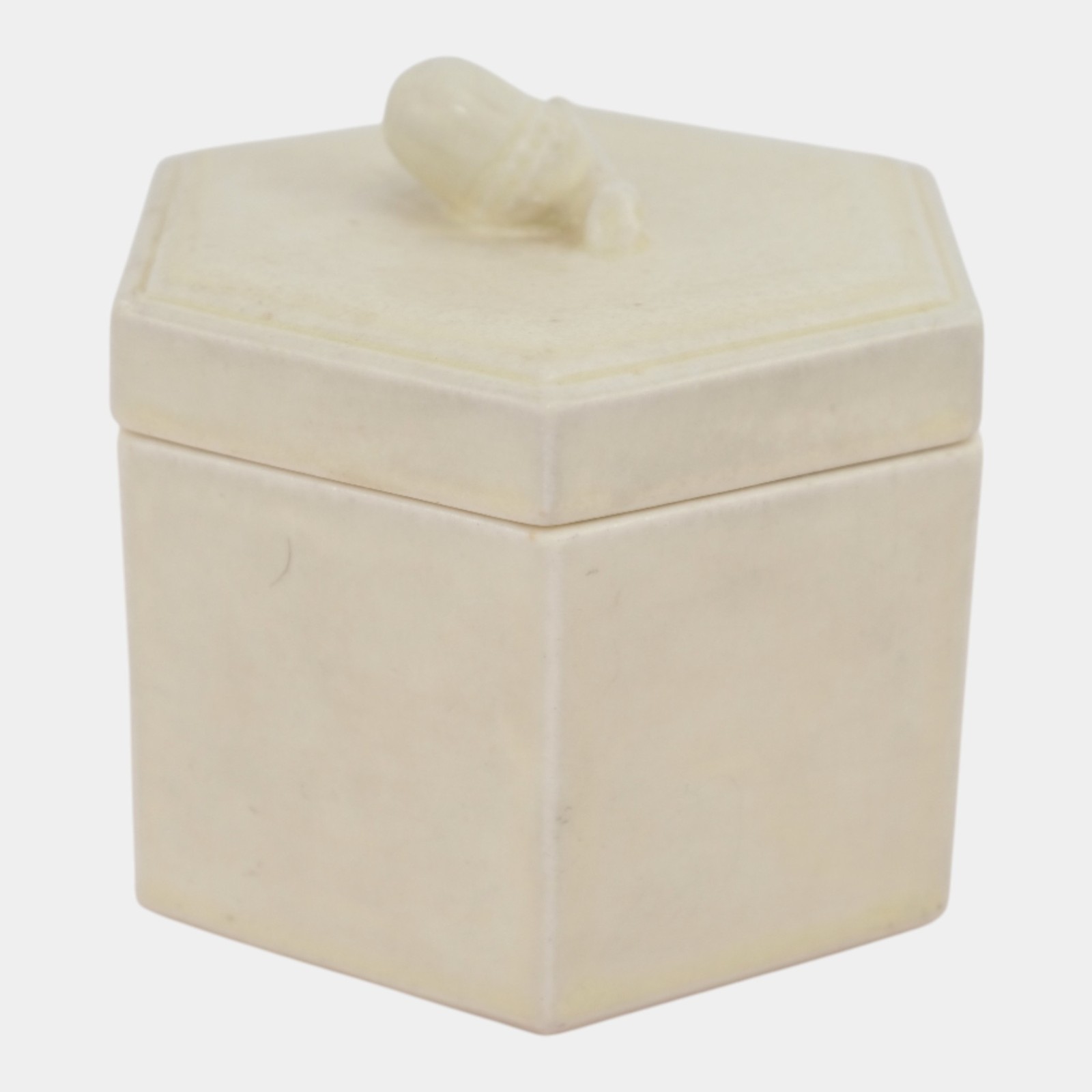 Rookwood 1925 Art Pottery White Arts And Crafts Acorn Finial Covered Jar 2795