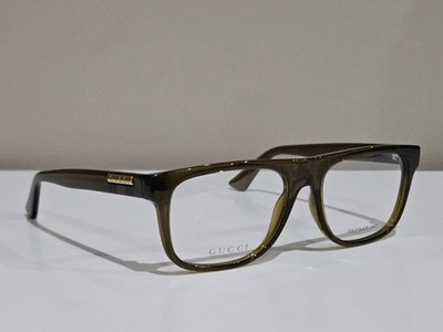 Gucci GG1117O 002 Transparent Brown Eyeglasses New Authentic Made In Italy
