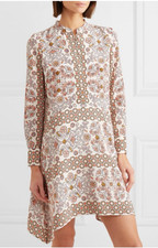 Tory Burch Celeste Silk Dress Hicks Garden Floral Midi Dress US 4 UK 8
