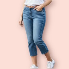 Chicos Platinum Capri Jeans Womens Size 0.5 Small 6 Wash Crop Straight Stretch